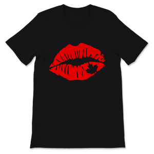 Canada Day Kiss Me I'm Canadian Red Lips Maple Leaf Unisex T-Shirt