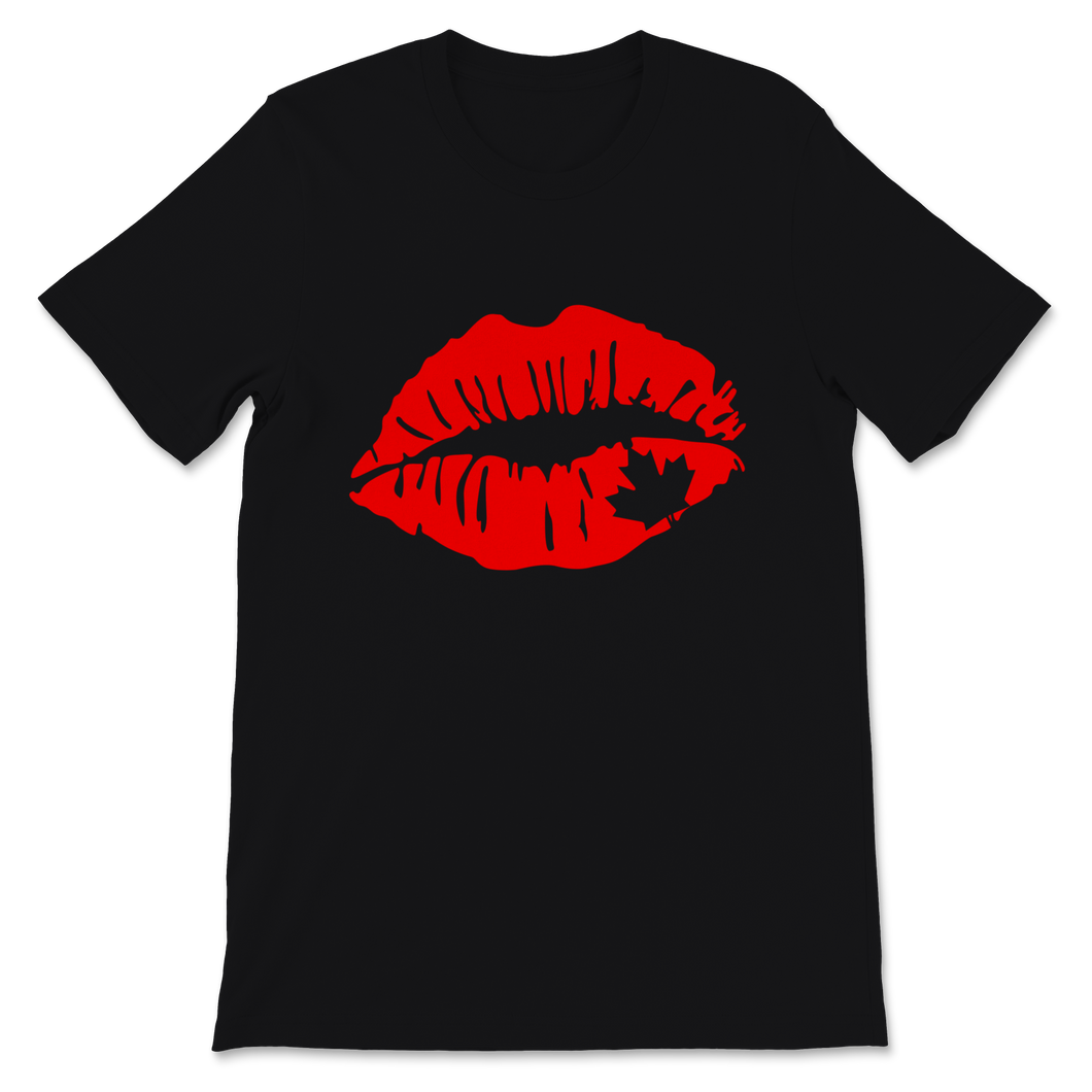 Canada Day Kiss Me I'm Canadian Red Lips Maple Leaf Unisex T-Shirt