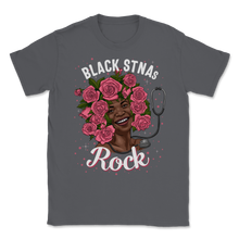 Load image into Gallery viewer, Black STNA Nurses Rock Black History Month Women Pink Unisex T-Shirt
