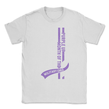 Load image into Gallery viewer, Military Child Month April Purple Up Awareness Ribbon Unisex T-Shirt
