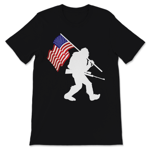 Bigfoot Holding Hunting Rifle Hunt Gun USA American Unisex T-Shirt