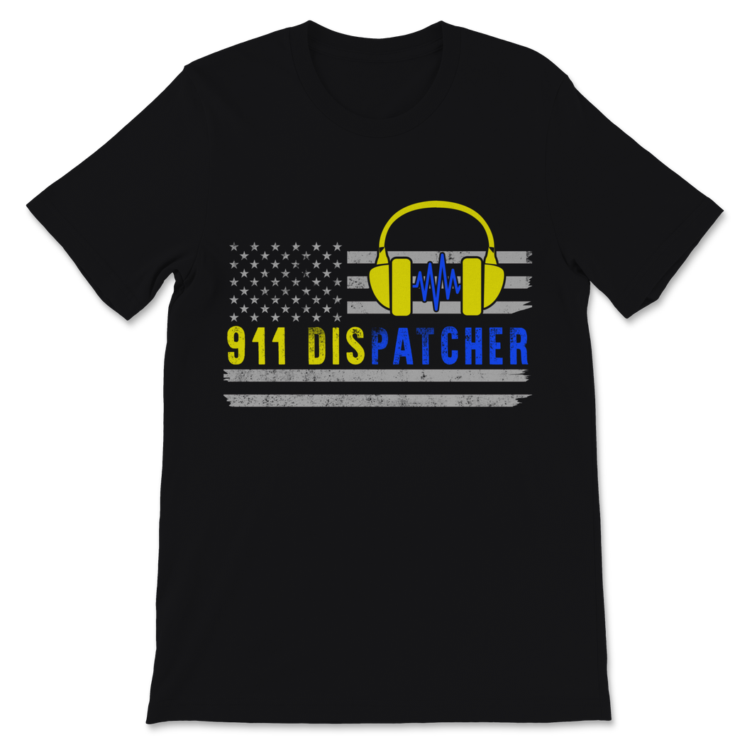 911 Dispatcher Shirt USA Yellow Thin Gold Line Flag Unisex T-Shirt