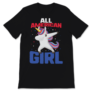 All American Girl Cute Dabbing Unicorn 4th of July USA Unisex T-Shirt