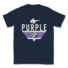 Load image into Gallery viewer, Purple Up Military Child Month April Awareness Plane Unisex T-Shirt
