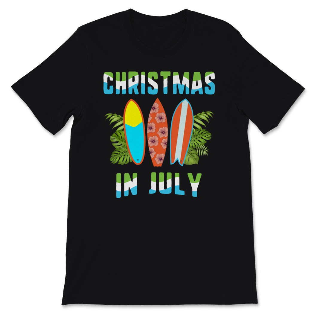 Christmas In July Surf Surfing Board Beach Hawaii Unisex T-Shirt