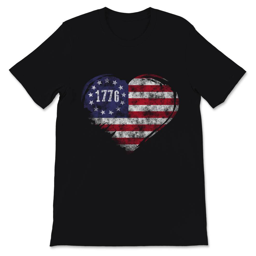 1776 Betsy Ross 4th Of July Retro Patriotic Heart Unisex T-Shirt