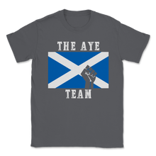 Load image into Gallery viewer, The Aye Team Scotland IndyRef2 Scottish Flag Unisex T-Shirt
