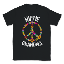 Load image into Gallery viewer, Hippe Grandma Peace Sign With Flowers Retro Groovy Unisex T-Shirt
