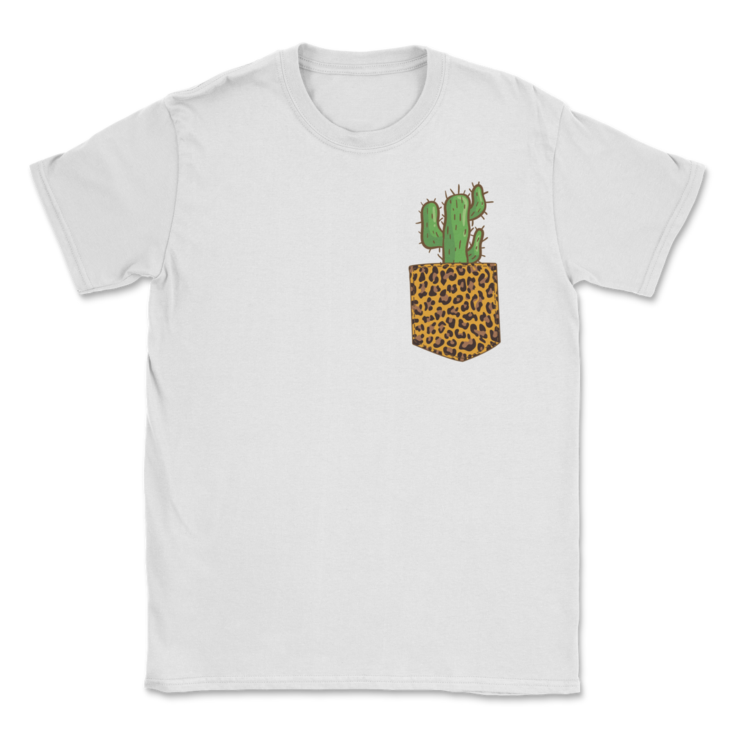 Cactus Leopard Pocket Boho Cacti Plant Cat Cheetah Unisex T-Shirt