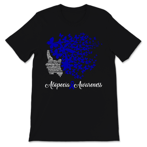 Alopecia Awareness Strong Woman With Butterflies Hair Unisex T-Shirt