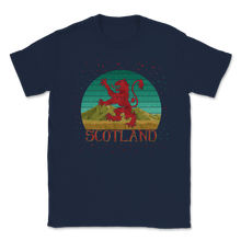 Load image into Gallery viewer, Scottish Rampant Lion Vintage Retro Sunset Scotland Unisex T-Shirt
