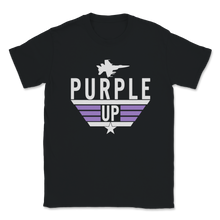 Load image into Gallery viewer, Purple Up Military Child Month April Awareness Plane Unisex T-Shirt

