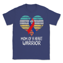 Load image into Gallery viewer, Mom Of A Heart Warrior CHD Awareness Vintage Ribbon Unisex T-Shirt
