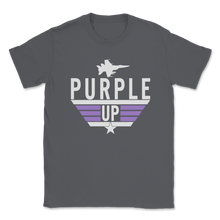 Load image into Gallery viewer, Purple Up Military Child Month April Awareness Plane Unisex T-Shirt
