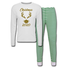 Load image into Gallery viewer, Matching Family Christmas 2020 Gifts Rudolph Reindeer Pajama Set - white/green stripe
