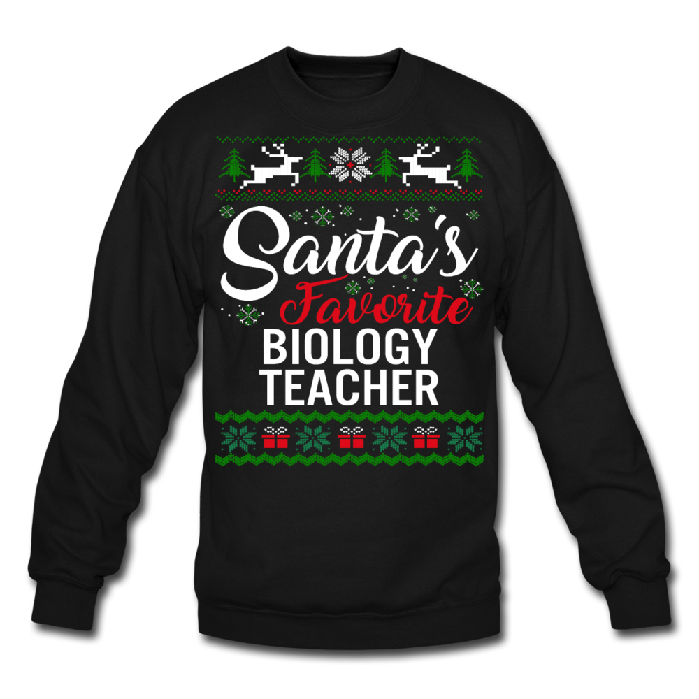 Spod Sweater Santas Favorite Biology Teacher Christmas Ugly Sweater Unisex T-ShirtFunny Xmas Family Matching - black