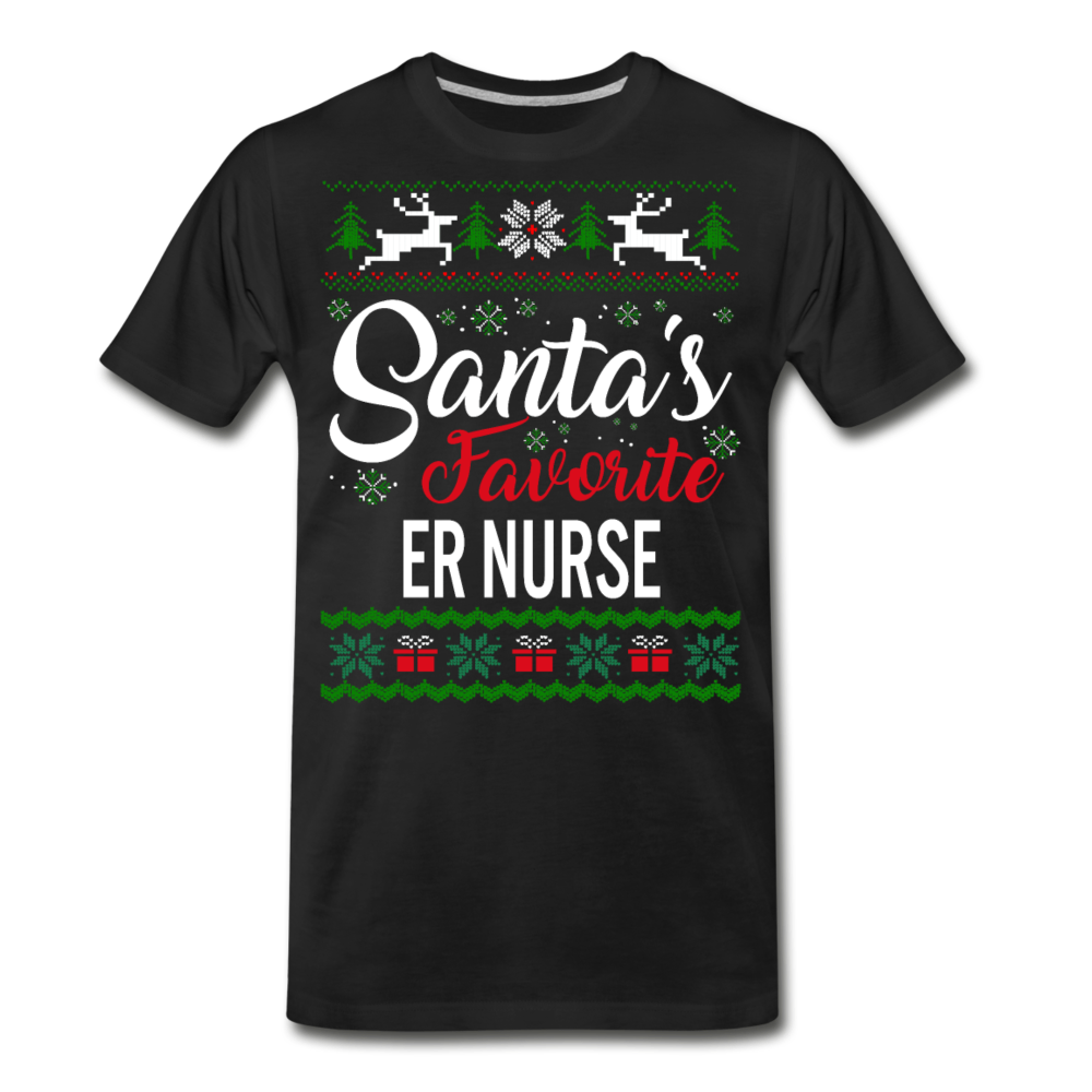 spod 2 Santas Favorite ER Nurse Christmas Ugly Sweater - black